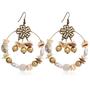 A-SHU BOHO INSPIRED WHITE BEADED DROP EARRINGS - A-SHU.CO.UK