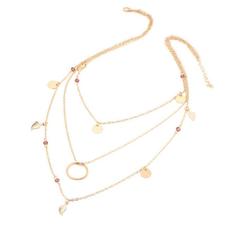 A-SHU DAINTY MULTI-LAYER CIRCLE DESIGN GOLD NECKLACE - A-SHU.CO.UK
