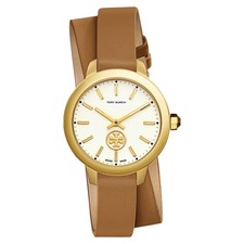 Main Image - Tory Burch Collins Double Wrap Leather Strap Watch, 38mm