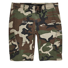 Dark green camo slim fit cargo shorts