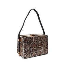 A-SHU BLACK SNAKESKIN HARDBACK BOX SHOULDER HANDBAG - A-SHU.CO.UK