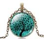Imp-N-022 Life Tree Art Glass Necklace