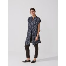 Patterned Oversized Shirt Dress in Dark Smoke 