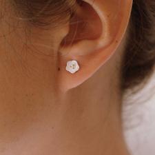 Silver Flower With Golden Stamen Ear Studs - nunujewellery