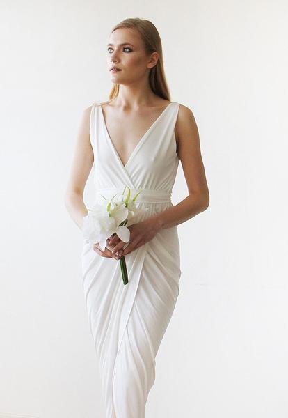 Ivory Wrap Tulip Dress with...