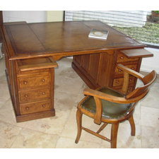 Antique Oak and Walnut Partners Desk