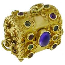 Victorian 18k Yellow Gold Semi Precious Stone Fob/Pendant