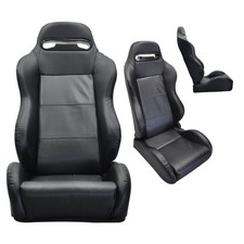 Ikon Motorsports Jaguar XJ8 Carbon Fiber Look PVC Leather Pair Of Racing Seats