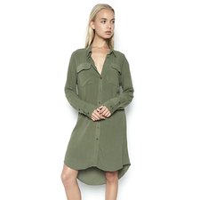 Michael Lauren Charlie L/S Button Up Shirt Dress in Military