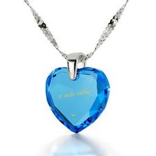 Birthday Present for Girlfriend,“I Love You” in Russian on Crystal Jewelry, Cubic Zirconia Necklace, Gift for Wife