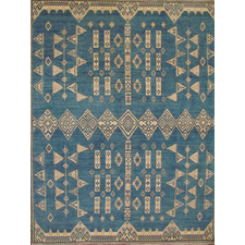 Tribal Rugs & Persian Rugs-Tuareg-021499-Medium Blue - Navy & Ivory - Beige colors-Hand Knotted-Oriental Designer Rugs