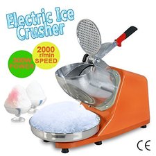 ZENY Electric Ice Shaver 300W 1400r/min w/ Stainless Steel Blade Shaved Ice Snow Cone Maker Kitchen Machine (Orange)