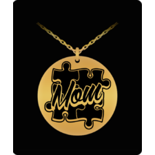 18k Gold Laser Engraved Autism Mom Necklace
