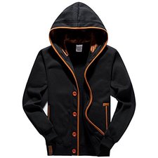 YuKaiChen Men's Fleece Hoodie Button-up Jacket Hooded Sweatshirt