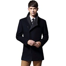 Men’s Australian Merino Wool Blend Coat Single Breasted Trench Coat Winter Jacket for Men