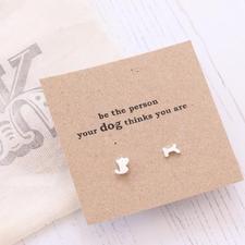 Handmade 'Be The Person' Puppy And Bone Earrings