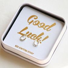 sterling silver good luck earrings gift box horseshoe clover
