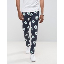Skinny Smart Pant with Blue Floral Print