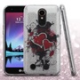 LG K20 Plus - Hearts & Flowers Full Glitter Hybrid Case - Cover Cell PhoneCase
