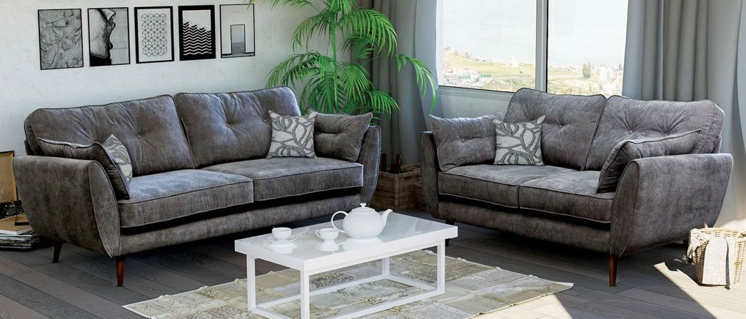 Grey fabric sofa suite | So...