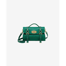 Mulberry Mini Alexa Micrograin Calf Satchel: Emerald Green