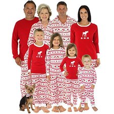 Reindeer Stripe Long Sleeve Sleepwear Family Matching Christmas Pajamas Sets