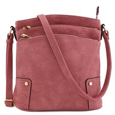 Triple Zip Pocket Large Crossbody Bag