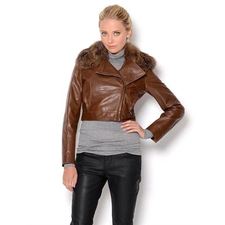 prada lambskin leather jacket with fox fur collar