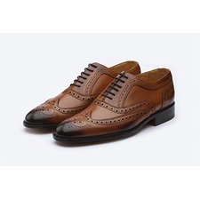 3DM Lifestyle Handcrafted Men's Genuine Leather Classic Brogue Oxford Wing-Tip Lace Up Leather Lined Perforated Dress Oxfords Shoes