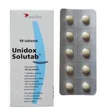 Unidox Solutab® ( a.k.a. Doxycycline monohydrate, Doxycycline, Doryx, Doxyhexal, Doxylin) (10 pills x 100 mg)