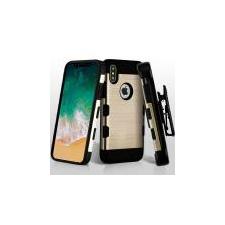 Apple iPhone 8 - Dark Blue/Black Brushed TUFF Trooper Hybrid Case Cover [Military-Grade Certified] With Holster :: Apple Cell Phone Cases