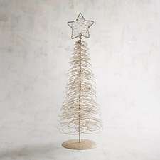 Champagne Glittered Wire Trees 