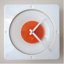 Orange acrylic and applePly Wall Clock and Desk Clock