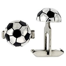 Sterling Silver Soccer Ball Cufflinks Swivel Bar, 5/8 inch wide