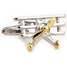 Triplane Tri Plane 2 Tone Airplane Cufflinks with a Presentation Gift Box