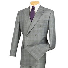 VINCI Men's Glen Plaid Double Breasted 6 Button Classic-Fit Suit New