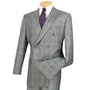 VINCI Men's Glen Plaid Double Breasted 6 Button Classic-Fit Suit New