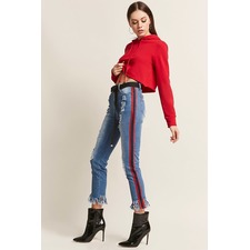 Distressed Frayed Stripe Jeans