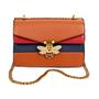 MULTI-COMPARTMENT BUTTERFLY CROSS-BODY SHOULDER BAG WITH CHAIN STRAP - TAN