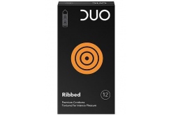 Duo Ribbed Condoms, 12 pieces 