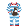 Organic Cotton - Blue Stripe Cat Sleepsuit