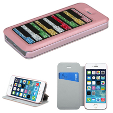 Apple iPhone 5S Pink MyJacket Wallet Case with Colorful Beads Inside Rectangles :: iphone Cell Phone Cases