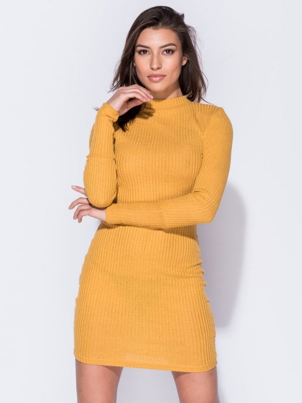 Layla Mustard Skinny Rib Hi...