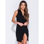 Abby Black Wrap Over Front Sleeveless Mini Dress