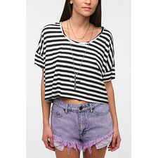 Sparkle & Fade Striped Twist Neck Cropped Tee