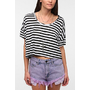 Sparkle & Fade Striped Twist Neck Cropped Tee