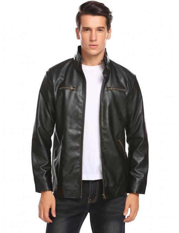 Stand Collar PU Jacket