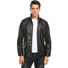 Stand Collar PU Jacket