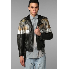 Rag Union x Urban Renewal Leather Studded Foiled Biker Jacket