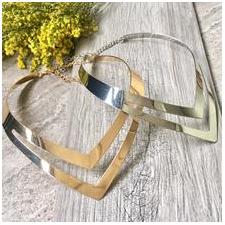 SHORT GEOMETRIC COLLAR SILVER MULTI LAYER METAL CHOKER NECKLACE